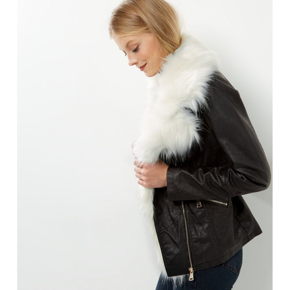 Black Faux Fur Leather Jacket
